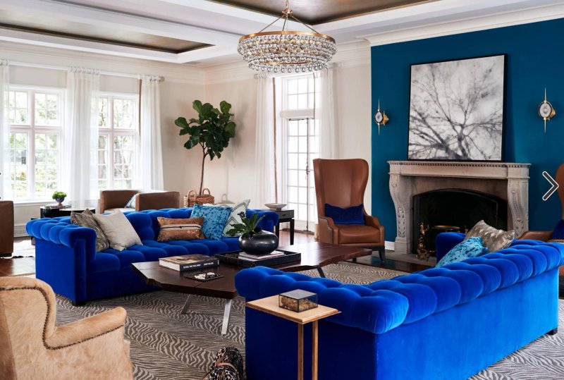 Hall with a blue sofa