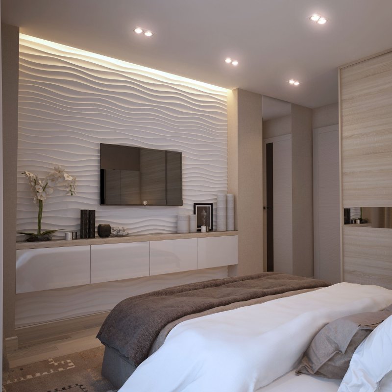 Gypsum panels in the bedroom