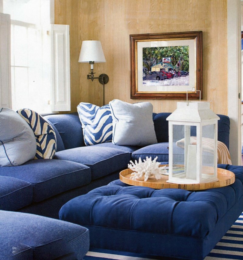 Blue sofas in the interior