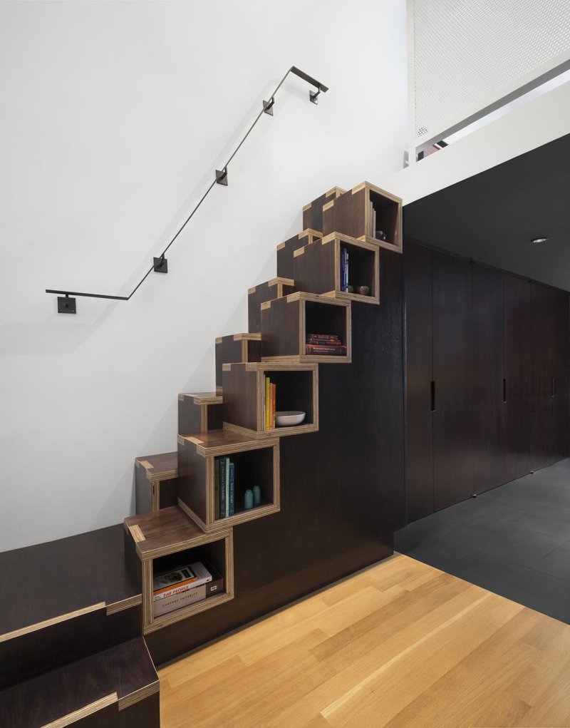 Shelves under the stairs