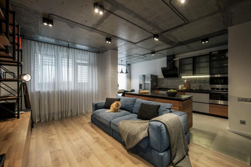 Kitchen living room in loft style