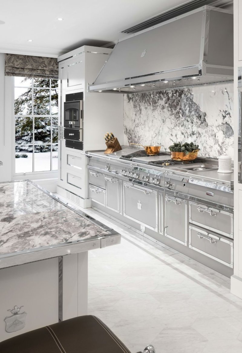 The kitchen is gray marble