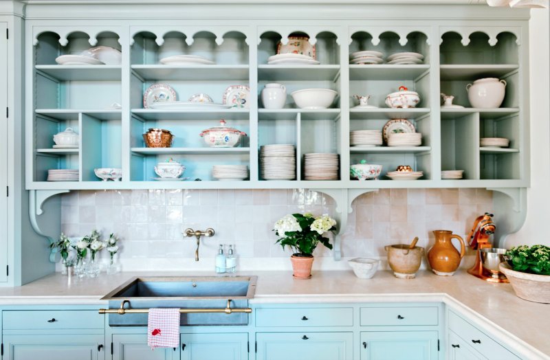 Kitchen with open shelves