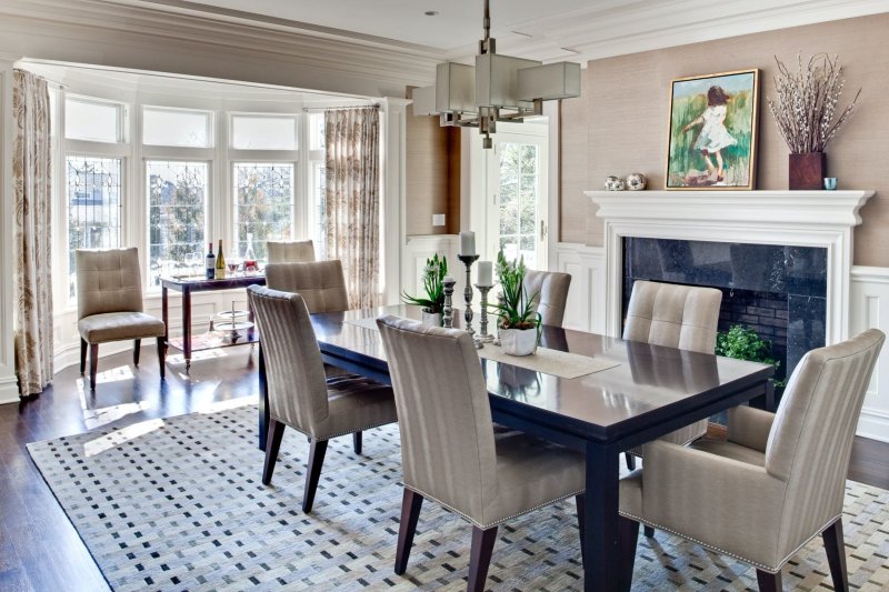 Dining table in the living room in the interior