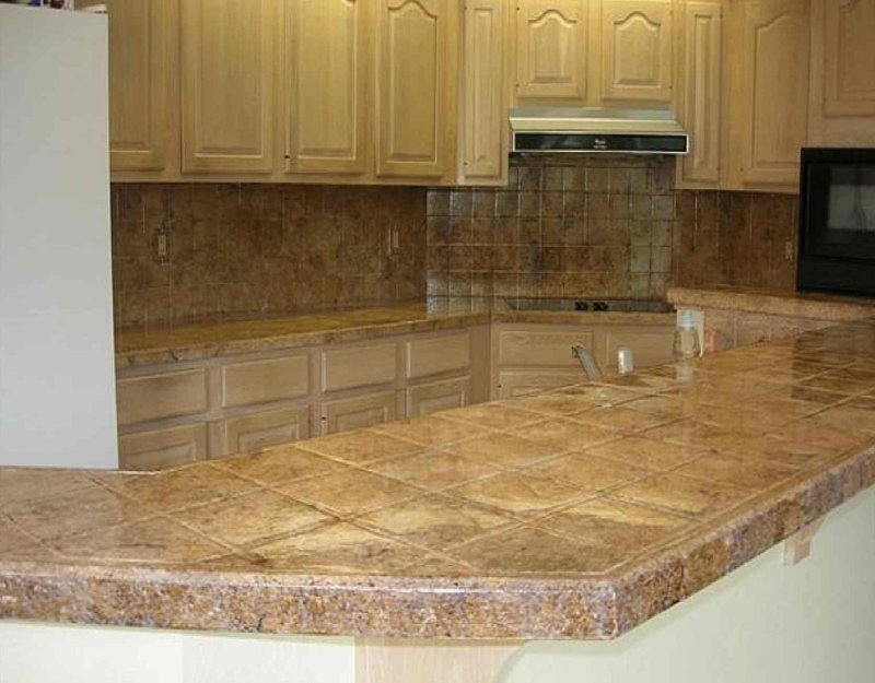 Tile kitchen countertop