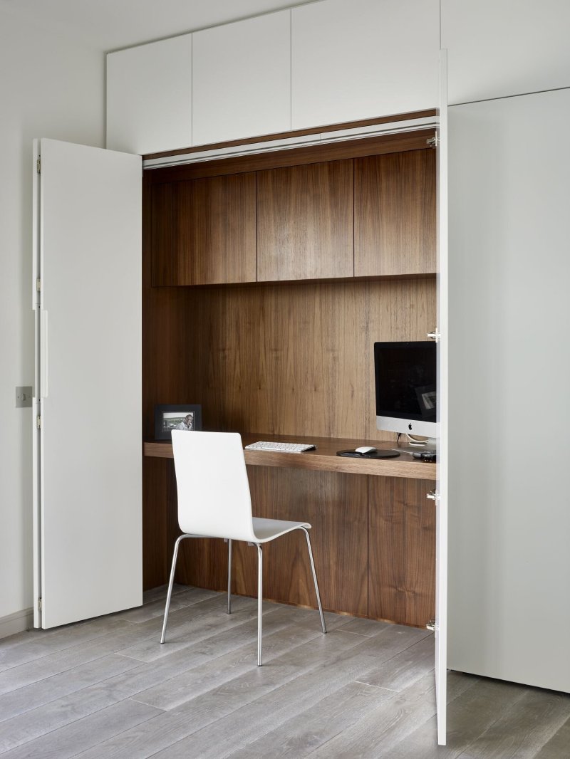 Table built into the closet