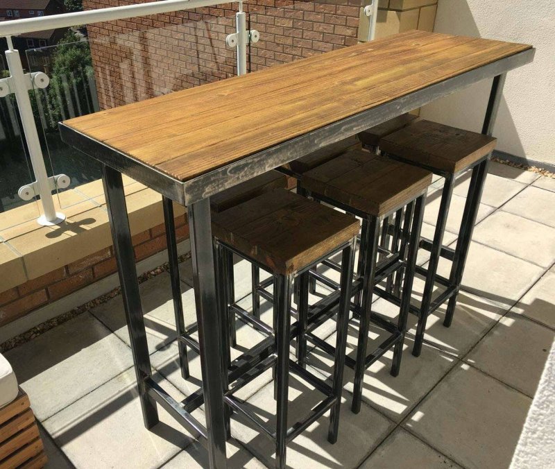 Bar tables and chairs in the style of loft