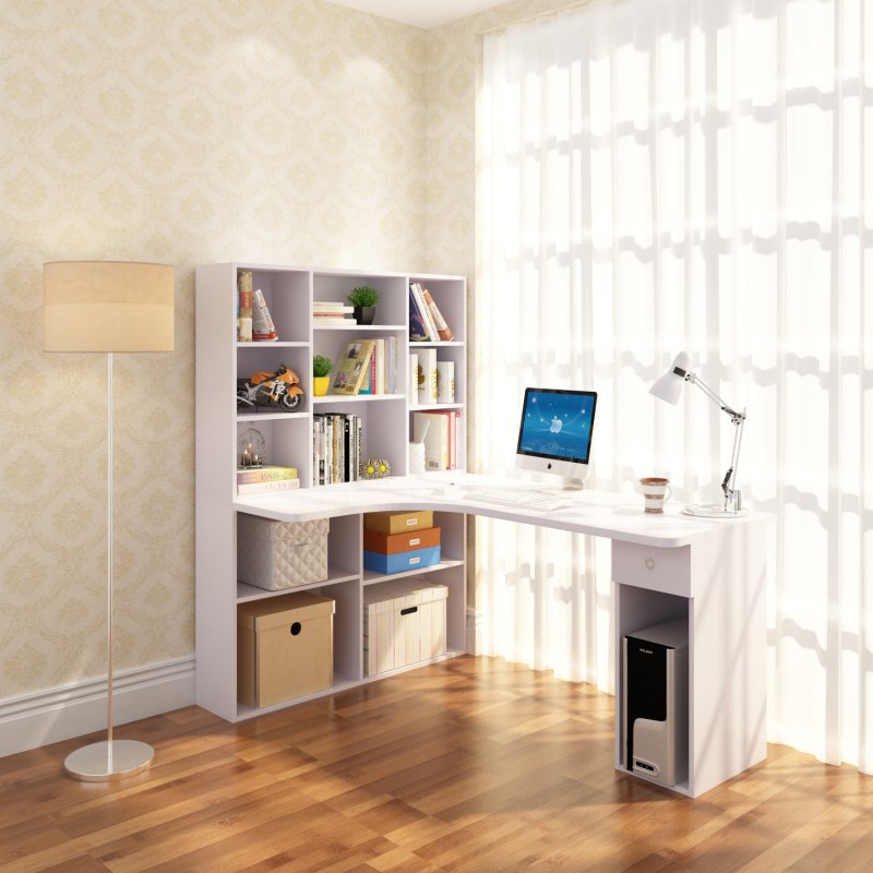 Corner table with shelves