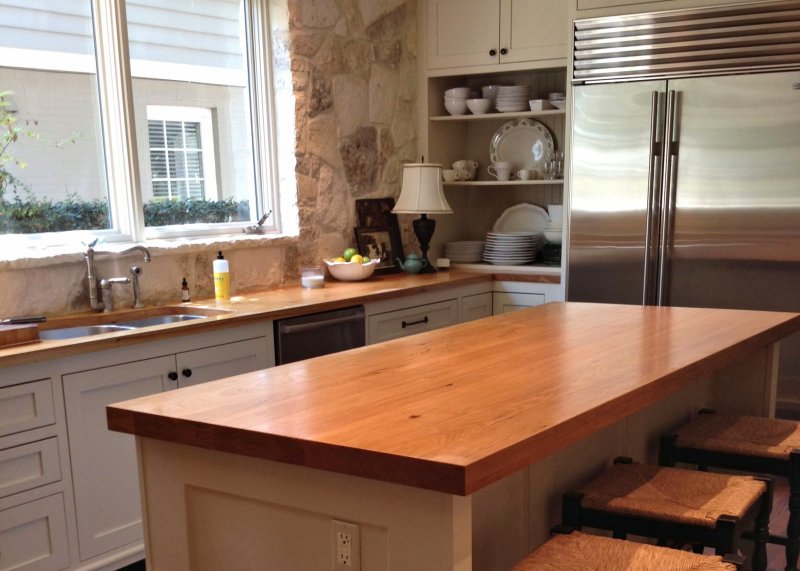 Kitchens with a wooden countertop