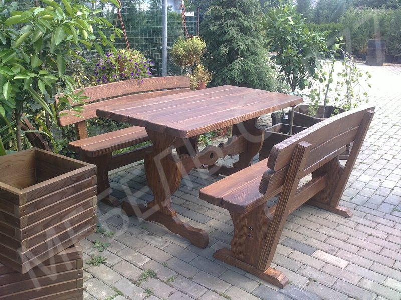 Garden furniture is wooden