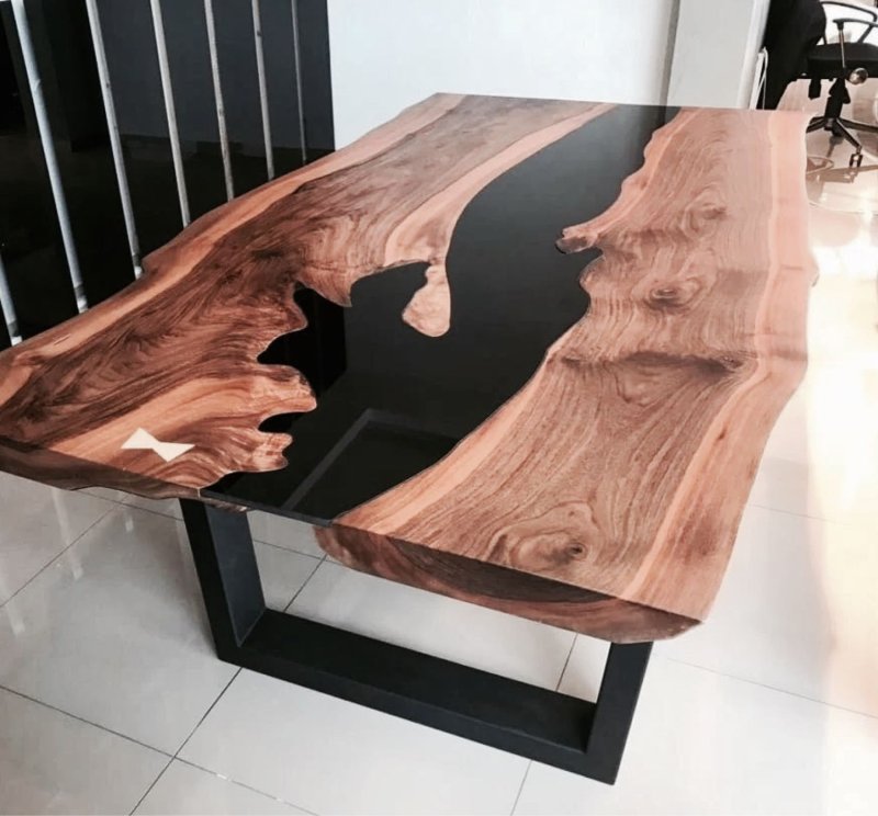 Slab and epoxy resin furniture