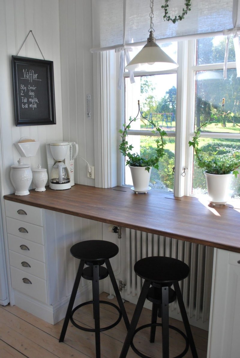 Table by the window in the kitchen