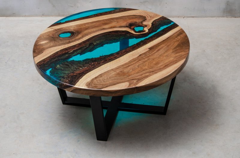 Slab and epoxy resin furniture