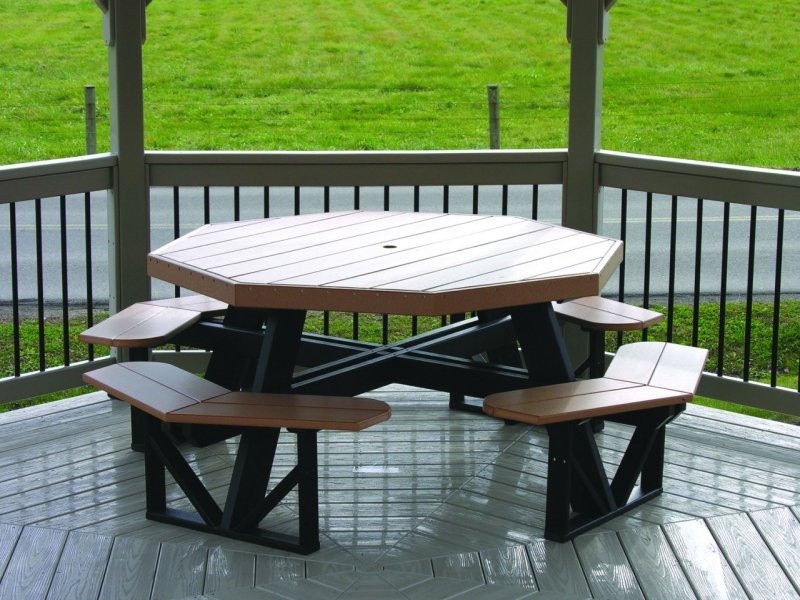 Hexagonal table in the gazebo