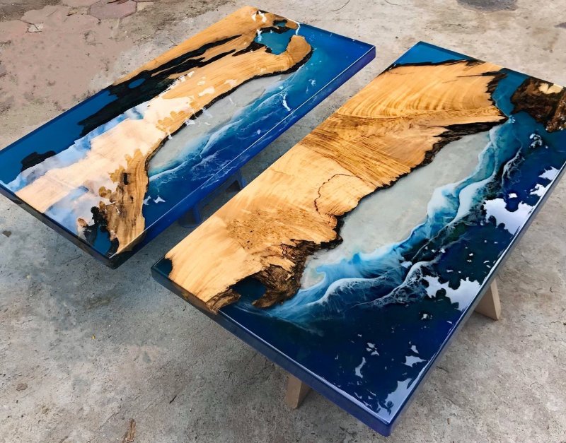 Slab and epoxy resin countertop