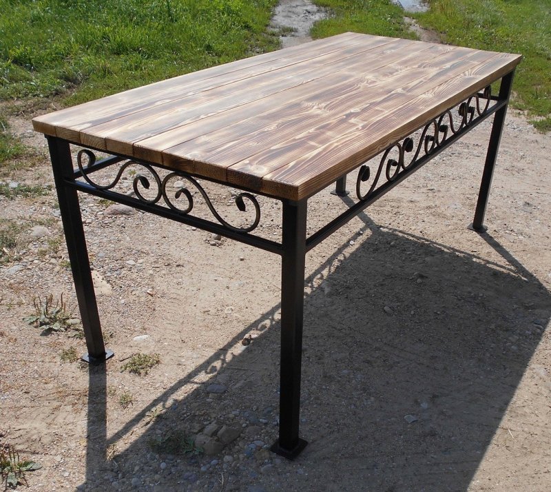 Table garden lotus teca forging