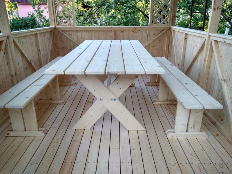 Wooden table for gazebo