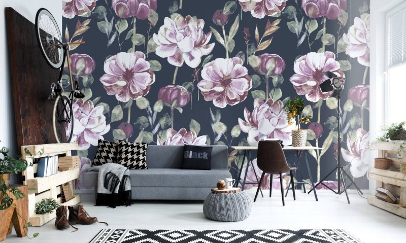 Wallpaper wall and flowers