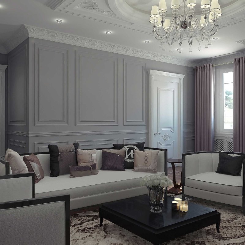 Gray living room neoclassica