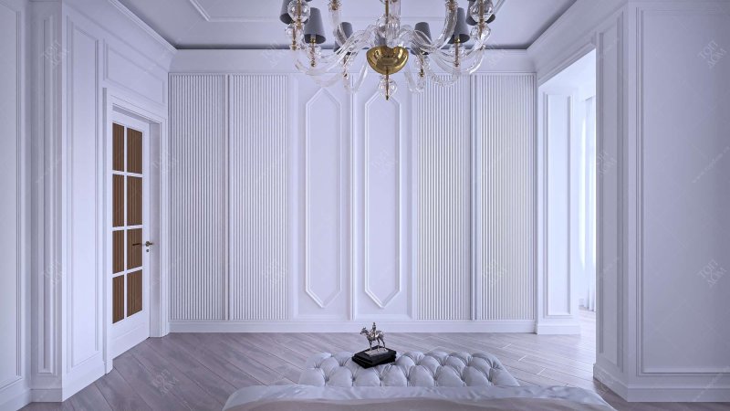 White wall with moldings