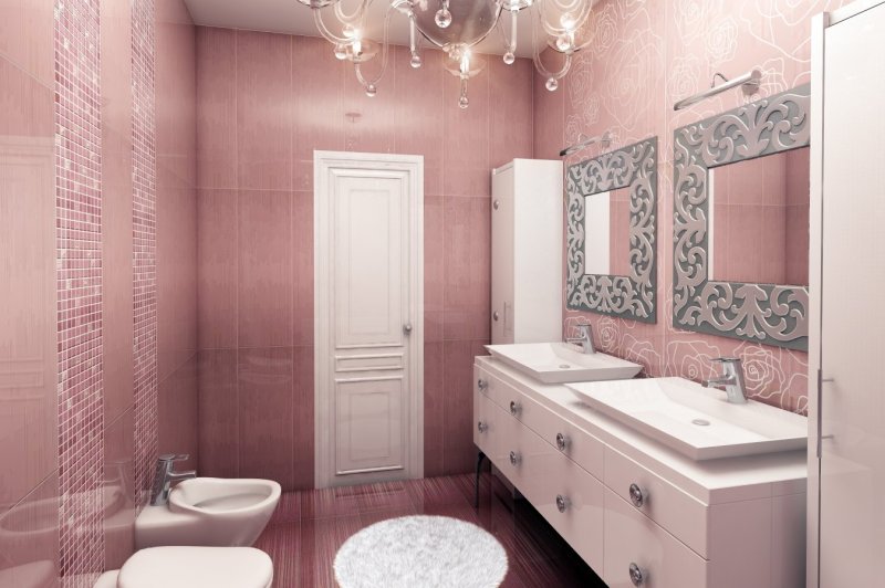 Gray pink bathroom