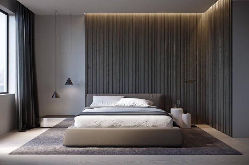 The bedroom in the modern style of minimalism