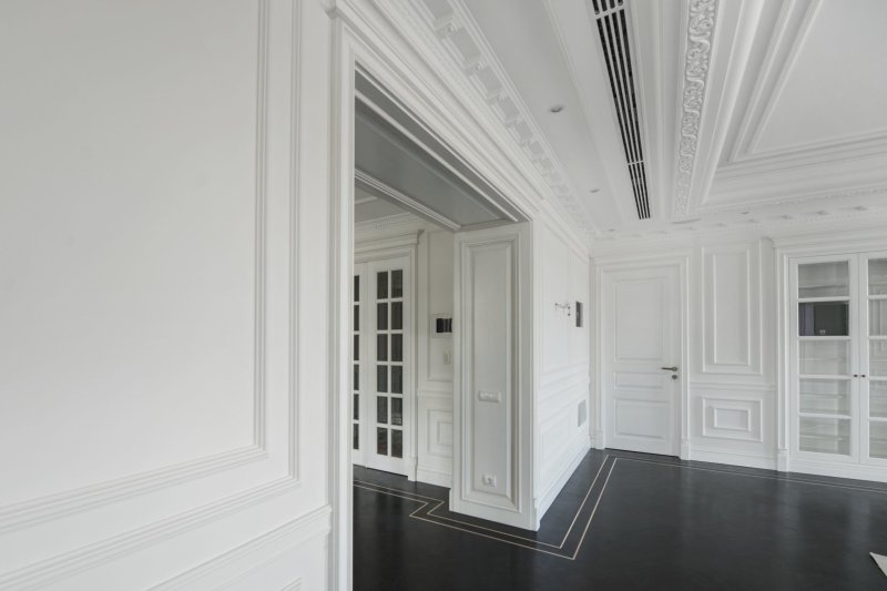 White wall with moldings