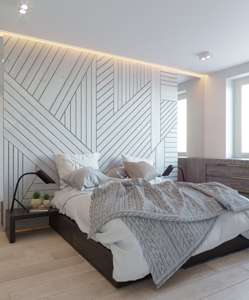 Wooden panels in the bedroom