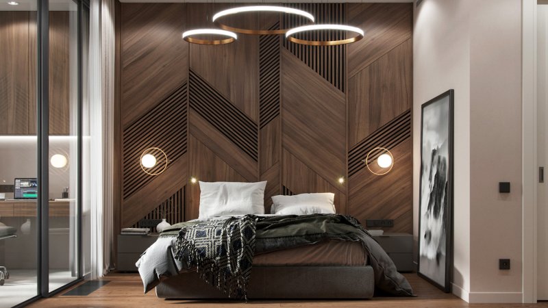 Wooden panels in the bedroom