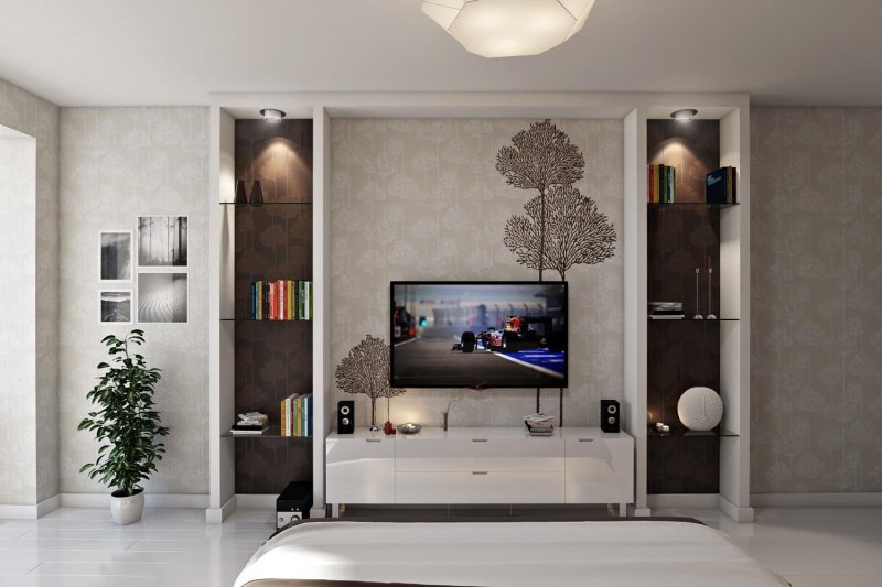 TV zone in a bedroom in a modern style