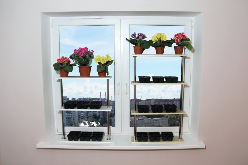 Shelf for seedlings on the windowsill