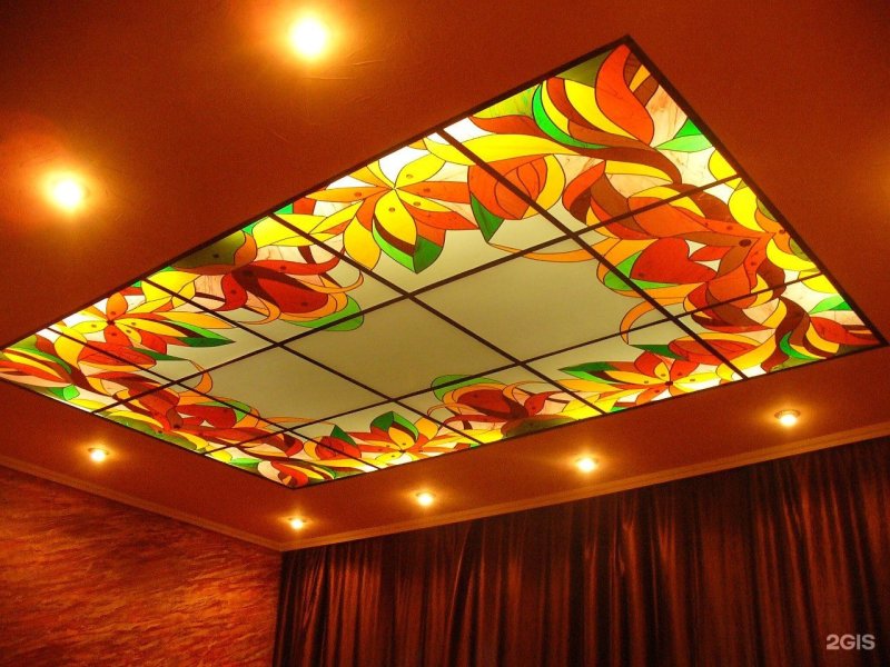 Stained ceiling with backlight