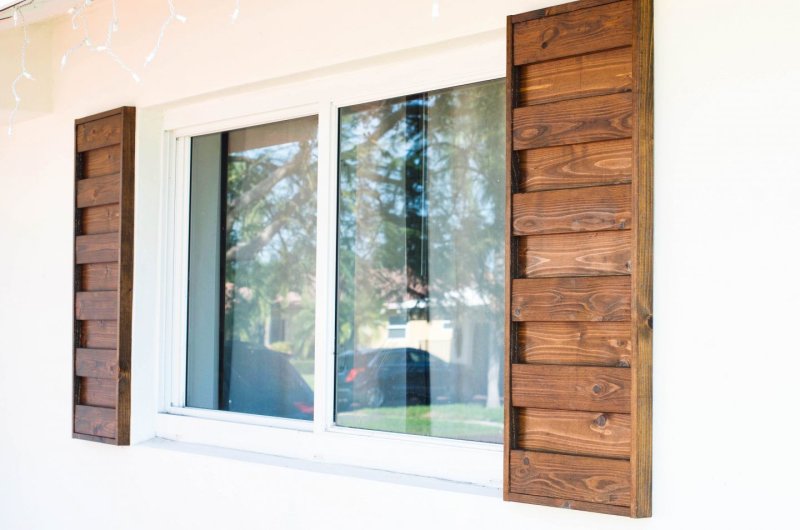 Shutters on the windows wooden internal