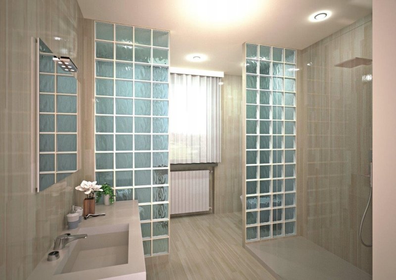 Shower cabin of glass blocks