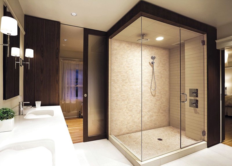 Bathroom interior with shower cabin