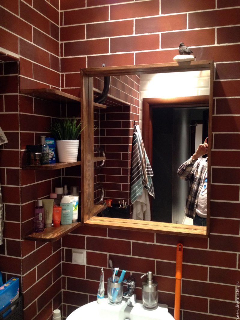 Shelves in the bathroom loft style