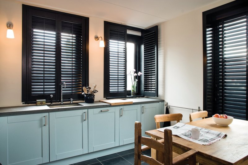 Black wooden blinds