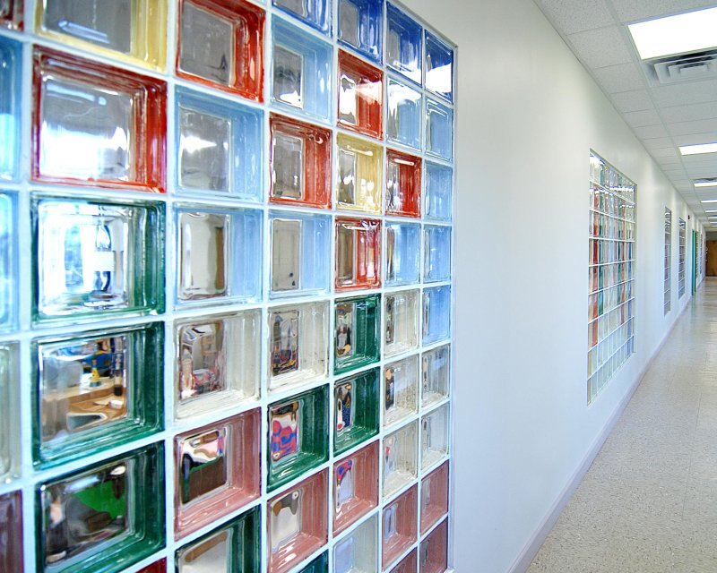 Glass blocks in a modern interior