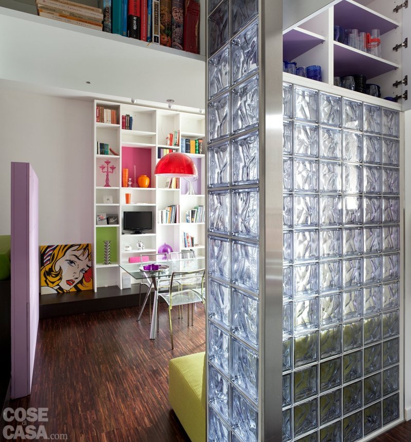 Glass blocks in a modern interior