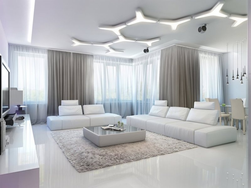 Living room in white colors