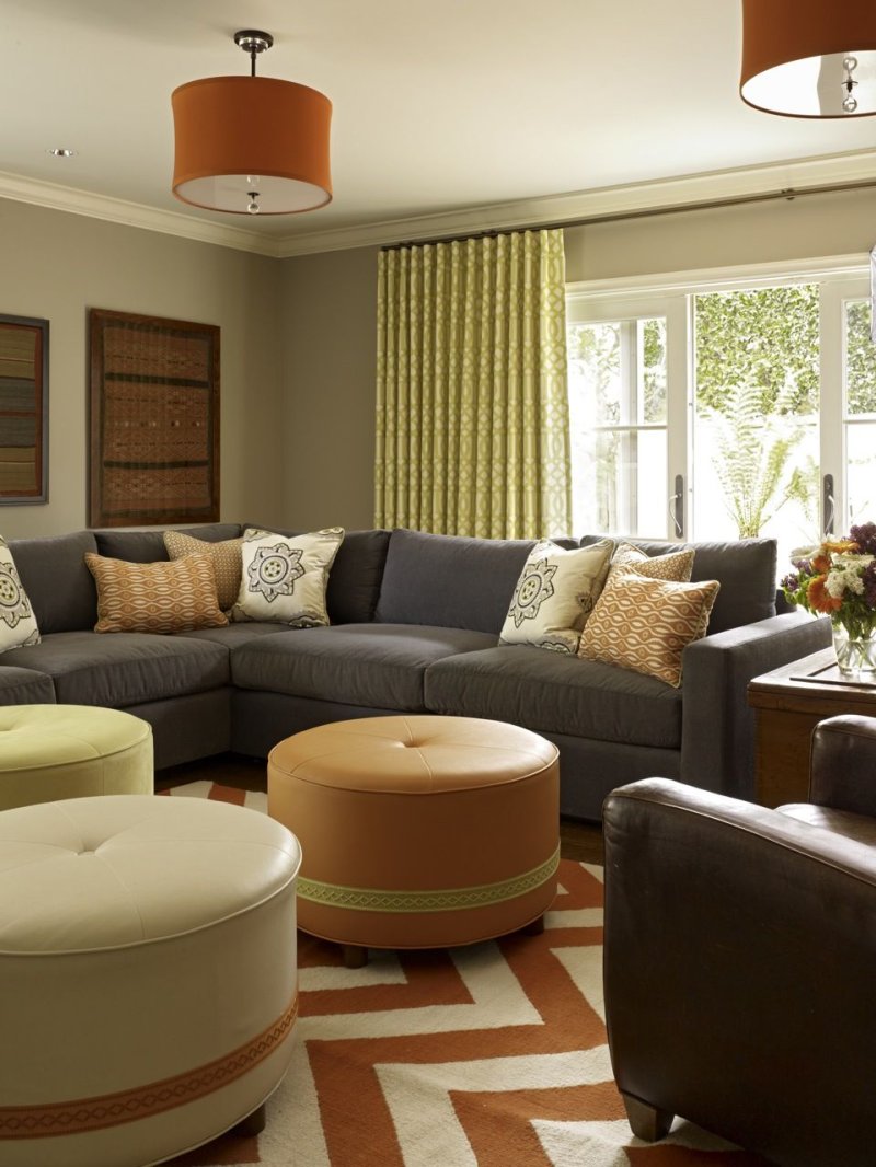 Beige sofa in the interior