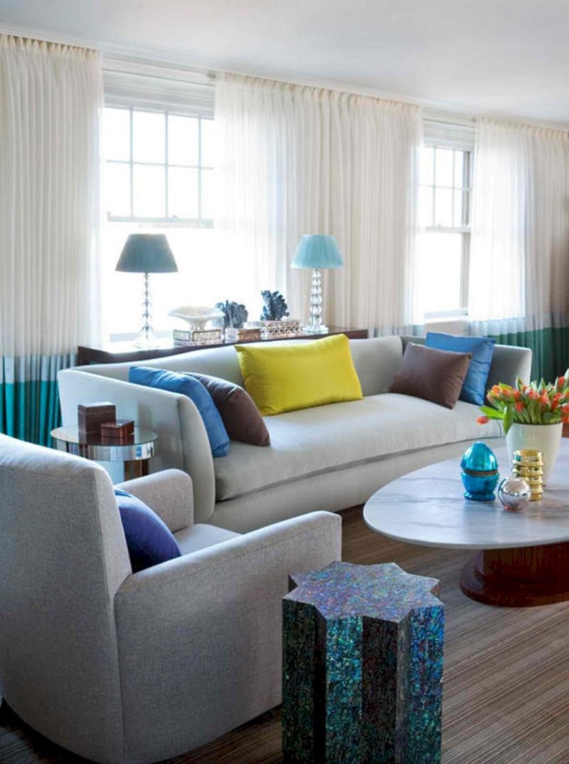 Turquoise in the interior of the living room