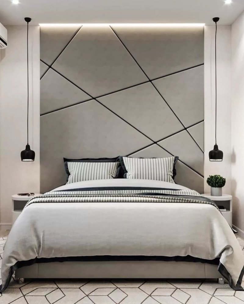 The interior of the bedroom in the style of minimalism