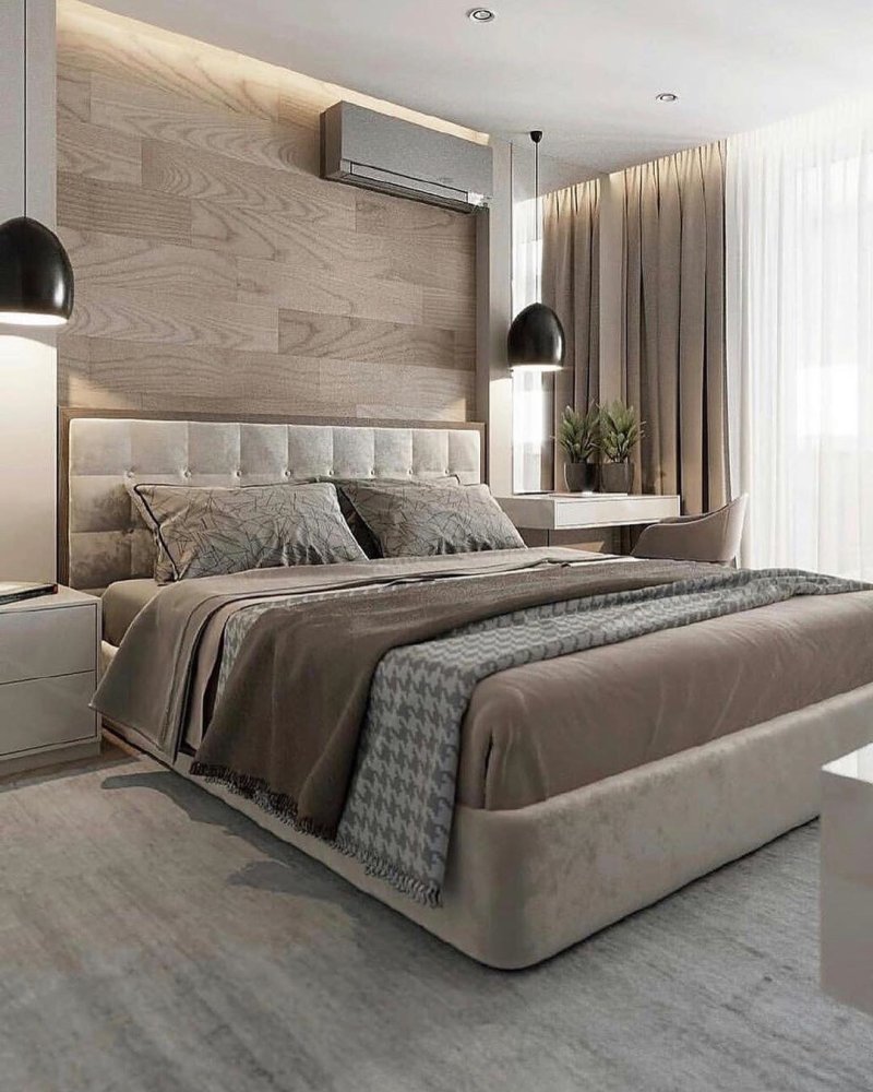 The bedroom is modern design