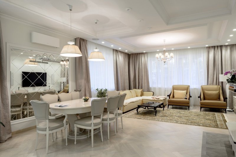 Kitchen living room in light colors