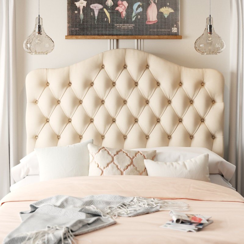 Bed with a beautiful headboard