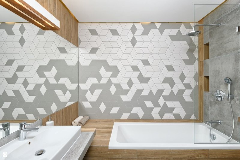 Hexagonal tiles in the bathroom