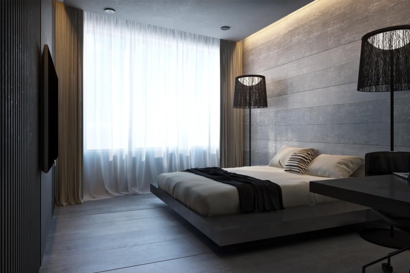 The bedroom in the modern style of minimalism