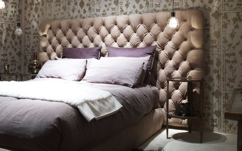 Bed with a large headboard