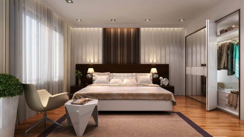 The interior of the bedroom in a modern style